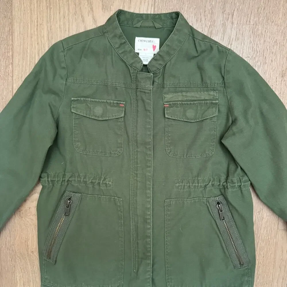J Crew CrewCuts Army Green Utility Jacket size 6/7